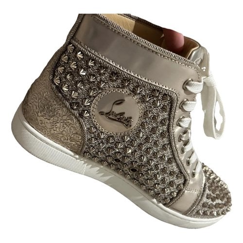 Pre-owned Christian Louboutin Leather Trainers In Silver