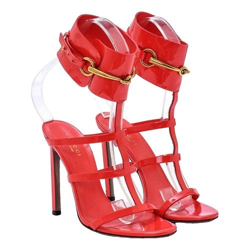 Pre-owned Gucci Patent Leather Sandal In Red