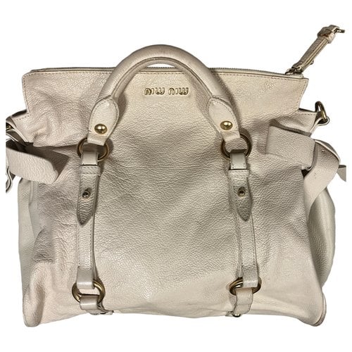 Pre-owned Miu Miu Bow Bag Leather Handbag In White