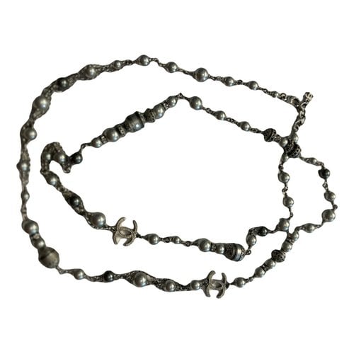 Pre-owned Chanel Cc Pearl Necklace In Metallic
