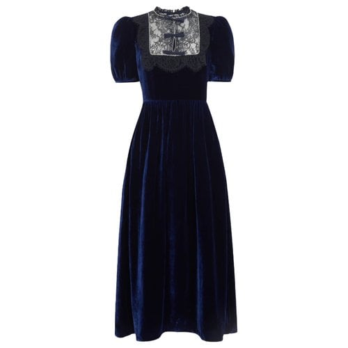 Pre-owned Saloni Velvet Mid-length Dress In Blue