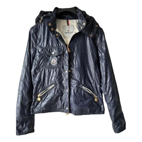 Pre-owned Moncler Trench Coat In Blue