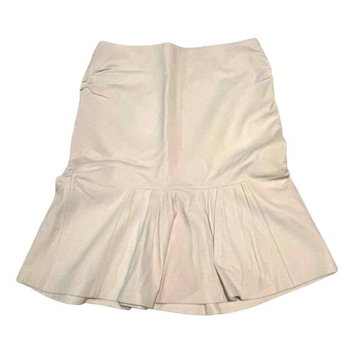 Pre-owned John Galliano Leather Mini Skirt In White