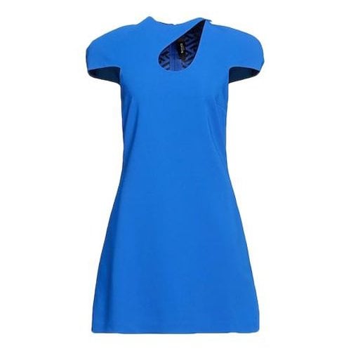 Pre-owned Versace Silk Mini Dress In Blue