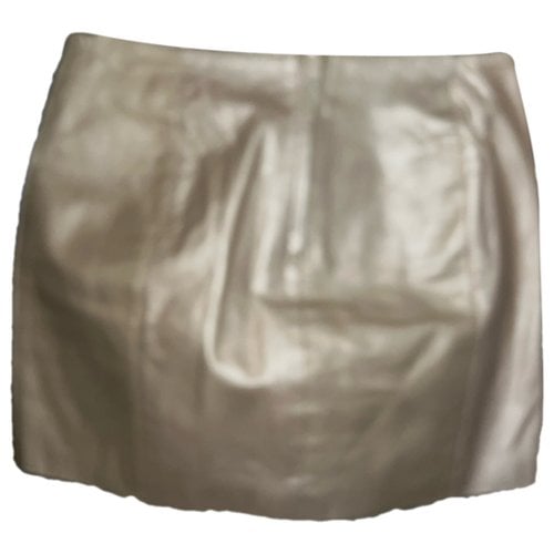 Pre-owned Bcbg Max Azria Leather Mini Skirt In Gold