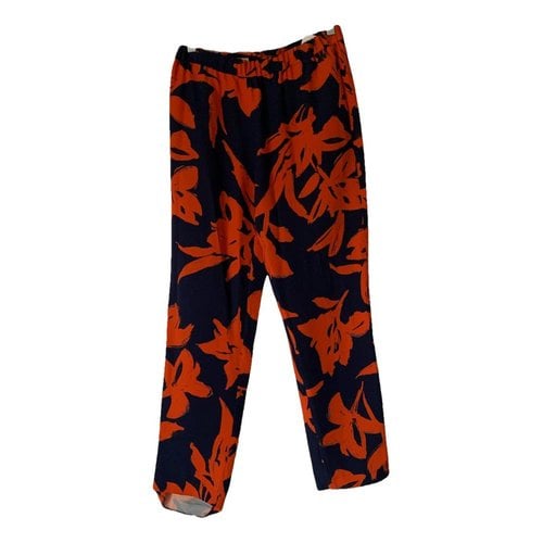 Pre-owned Dries Van Noten Silk Straight Pants In Orange