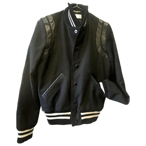 Pre-owned Saint Laurent Wool Biker Jacket In Black