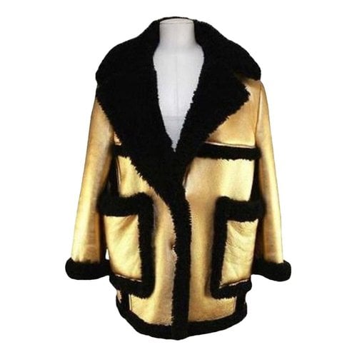 Pre-owned Prada Leather Coat In Gold