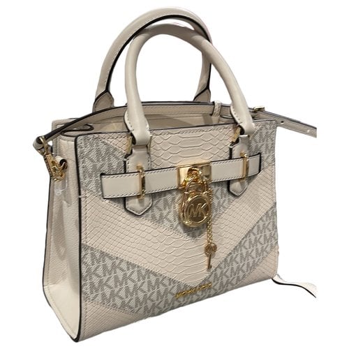 Pre-owned Michael Kors Jet Set Leather Satchel In White