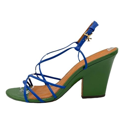 Pre-owned Tory Burch Patent Leather Heels In Green