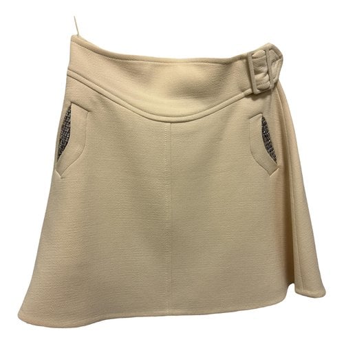 Pre-owned Carven Wool Mini Skirt In Ecru