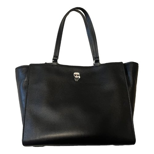 Pre-owned Karl Lagerfeld Leather Tote In Black