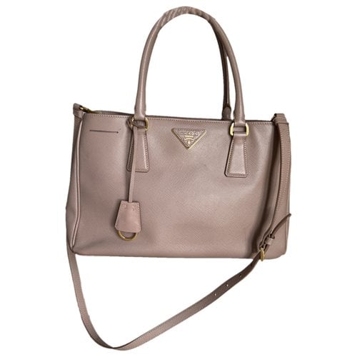 Pre-owned Prada Galleria Leather Handbag In Beige