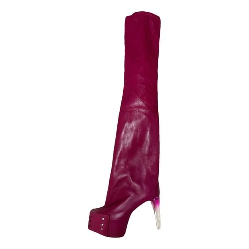Pre-owned Rick Owens Leather Boots In Pink