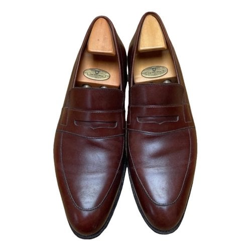 Pre-owned Jm Weston Leather Flats In Brown
