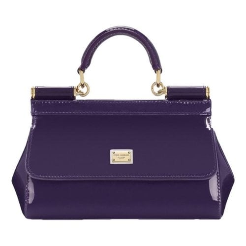 Pre-owned Dolce & Gabbana Sicily Patent Leather Handbag In Purple