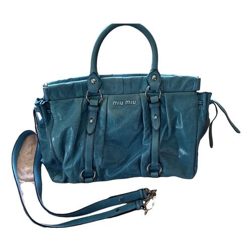 Pre-owned Miu Miu Vitello Leather Handbag In Green