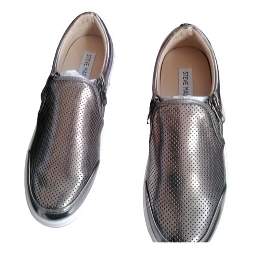 Pre-owned Steve Madden Vegan Leather Flats In Silver