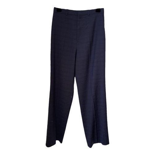 Pre-owned Balenciaga Wool Straight Pants In Blue