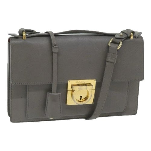 Pre-owned Ferragamo Leather Crossbody Bag In Grey