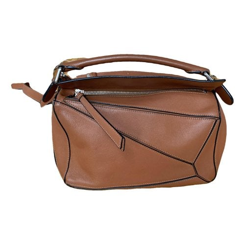 Pre-owned Loewe Puzzle Leather Crossbody Bag In Brown