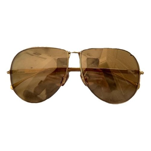 Pre-owned Fendi Aviator Sunglasses In Gold