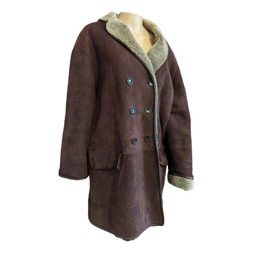 Pre-owned Gerard Darel Leather Coat In Brown