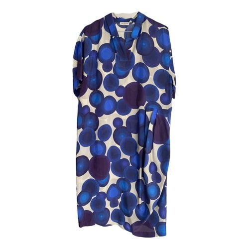 Pre-owned Dries Van Noten Silk Mid-length Dress In Blue