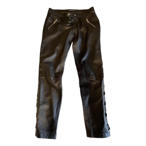 Pre-owned Scotch & Soda Leather Slim Pants In Black