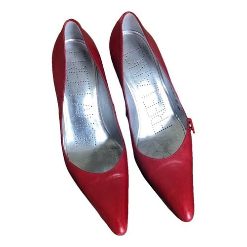 Pre-owned Free Lance Jaspe Leather Heels In Red