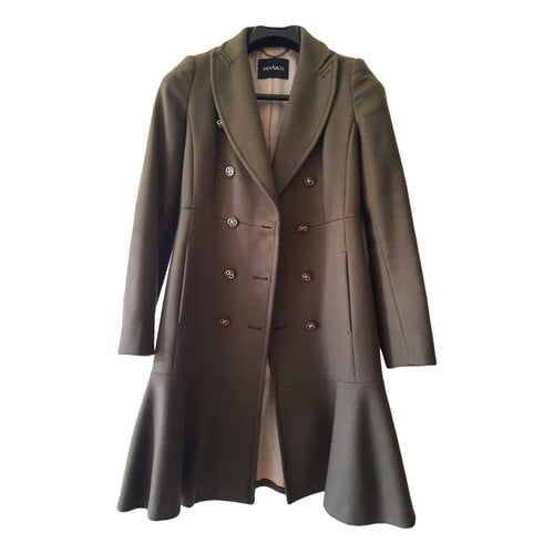 Pre-owned Max & Co Wool Peacoat In Green