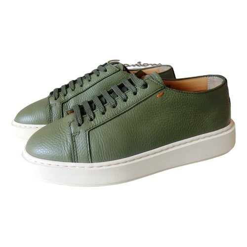 Pre-owned Santoni Leather Trainers In Green