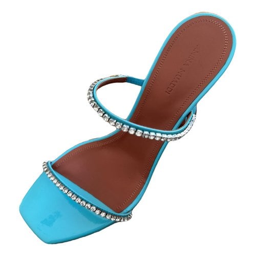 Pre-owned Amina Muaddi Patent Leather Heels In Turquoise