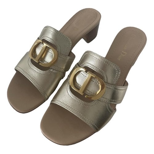 Pre-owned Dior Leather Mules & Clogs In Gold