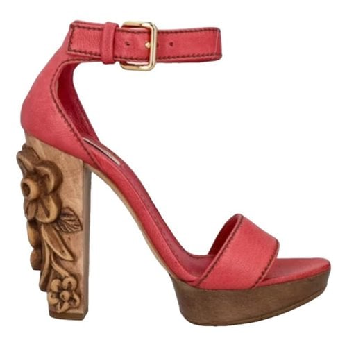 Pre-owned Miu Miu Leather Sandals In Red