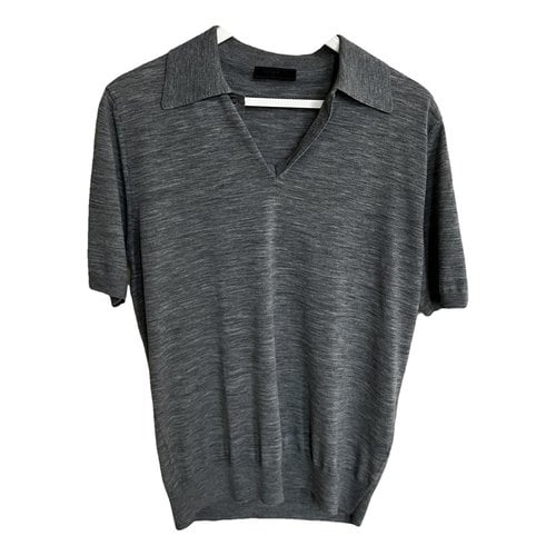 Pre-owned Prada Silk Polo Shirt In Grey