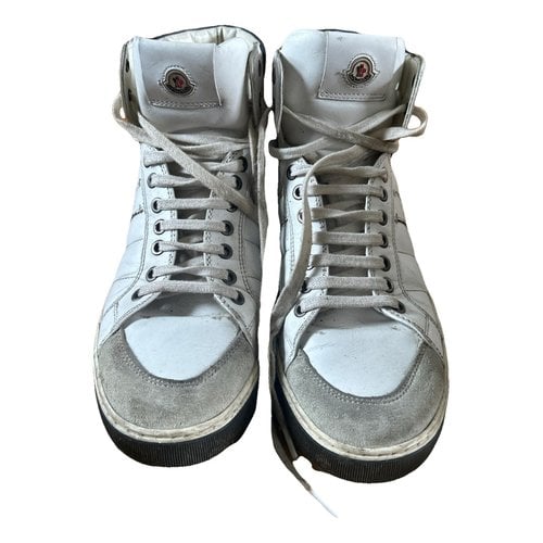 Pre-owned Moncler Leather High Trainers In White
