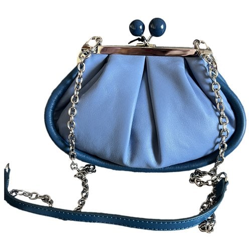Pre-owned Max Mara Leather Clutch Bag In Blue