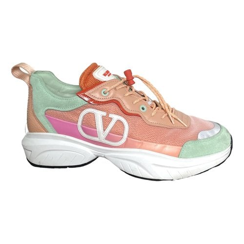 Pre-owned Valentino Garavani Leather Trainers In Pink