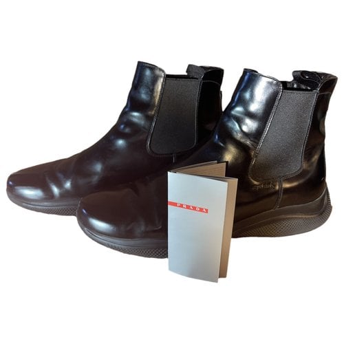Pre-owned Prada Leather Boots In Black
