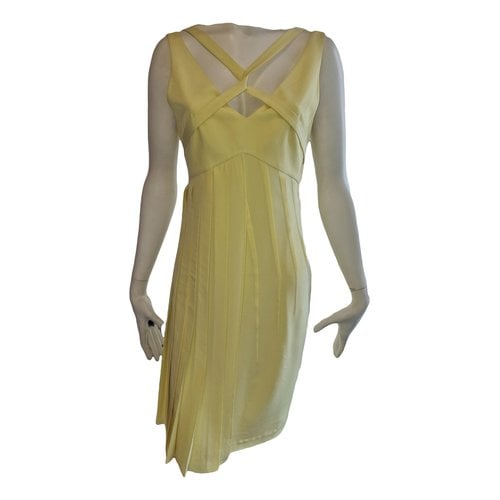 Pre-owned Dior Silk Mid-length Dress In Yellow