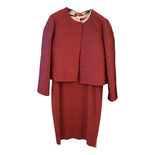 Pre-owned Max Mara Silk Mid-length Dress In Burgundy