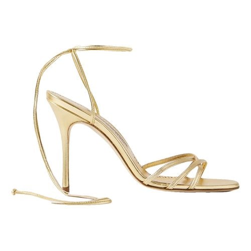Pre-owned Manolo Blahnik Leather Sandal In Gold