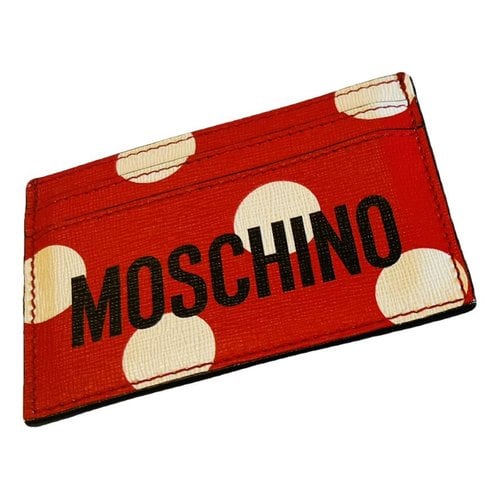 Pre-owned Moschino Leather Card Wallet In Red