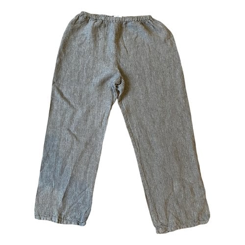 Pre-owned Agnès B. Linen Large Pants In Grey