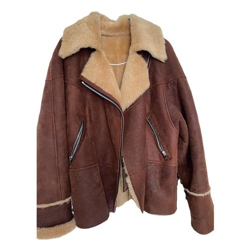 Pre-owned Sandro Shearling Coat In Brown