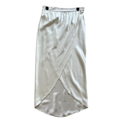 Pre-owned Reiss Silk Mid-length Skirt In White