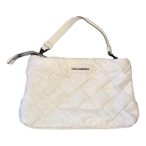 Pre-owned Karl Lagerfeld Leather Clutch Bag In White
