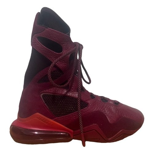 Pre-owned Nike Leather Boots In Burgundy