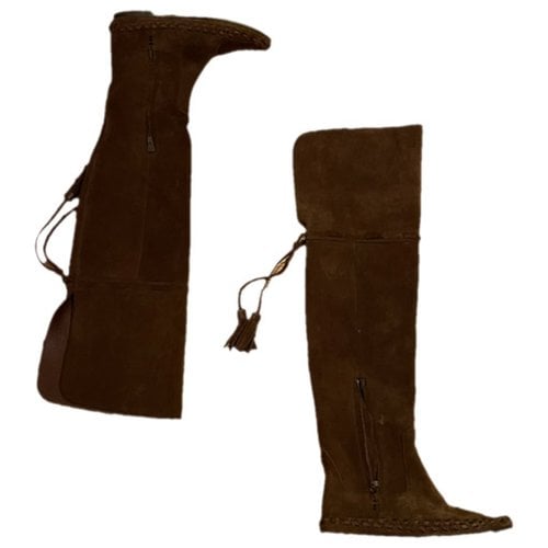 Pre-owned Celine Folco Western Boots In Brown